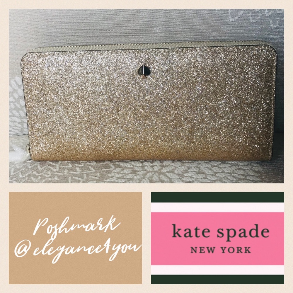✨KATE SPADE✨HOST PICK! Gold Glitter Wallet NEW